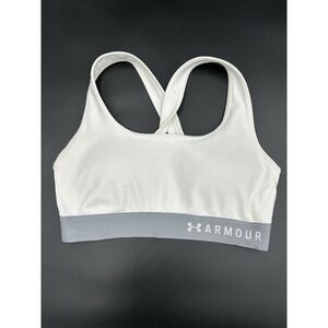 Under Armour White Crossback Sports Bra Womens Size Medium Compression